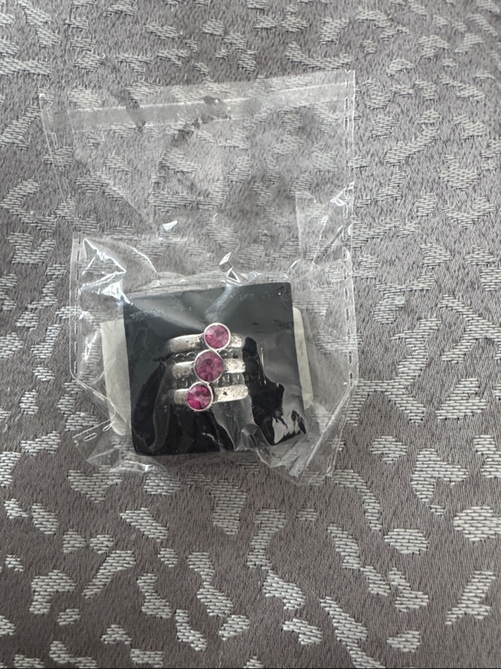 paparazzi Pink Triple Stone Silver Tone Stackable Ring